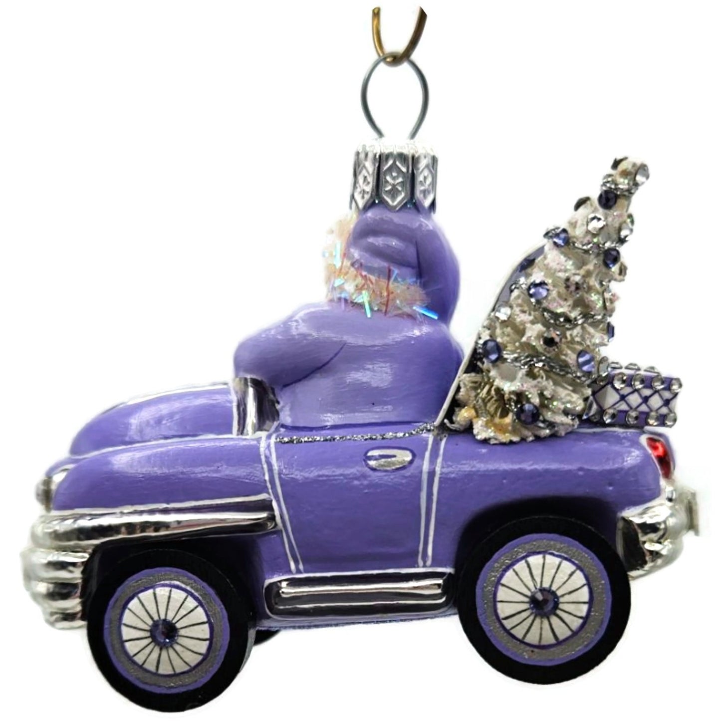 Patricia Breen En Route Santa Claus Car Lavender Purple Christmas Ornament CATZ