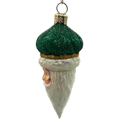 Patricia Breen Miniature Minsk Santa Head Green Hat Christmas Tree Ornament 2152