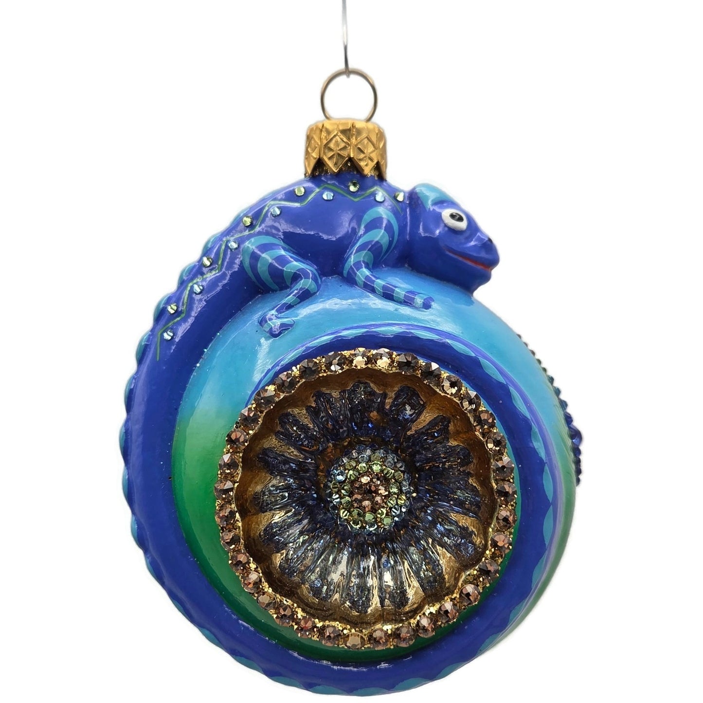 Patricia Breen Happy Holidays Hamish Shades Peacock Chameleon Christmas Ornament