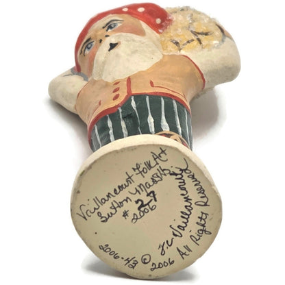 Vaillancourt Gnome Carrying Walnut Chalkware Folk Art Christmas Figurine 2006