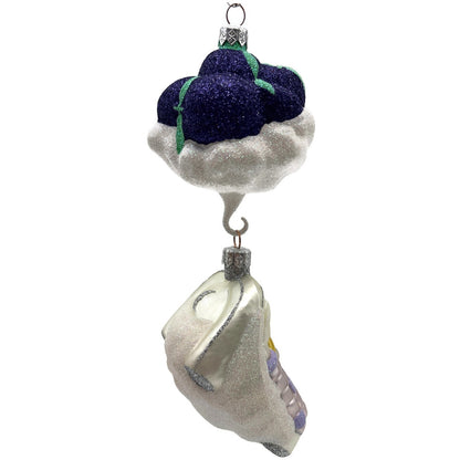 Patricia Breen Visions Of Sugar Plums Purple Glittered Moon Christmas Ornament