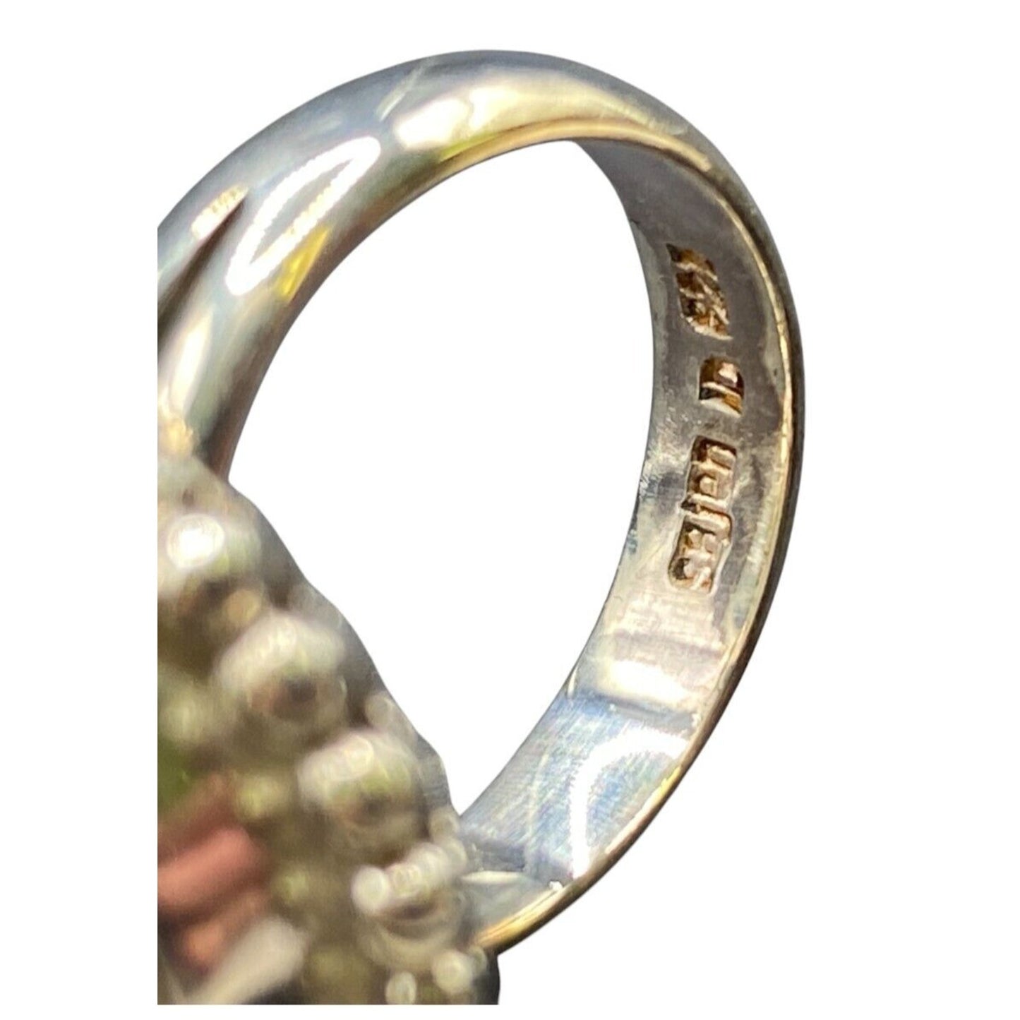 Zebra Jasper Cushion Cut Ring Crystal Sterling Silver Gold Plated Sejan Stamped