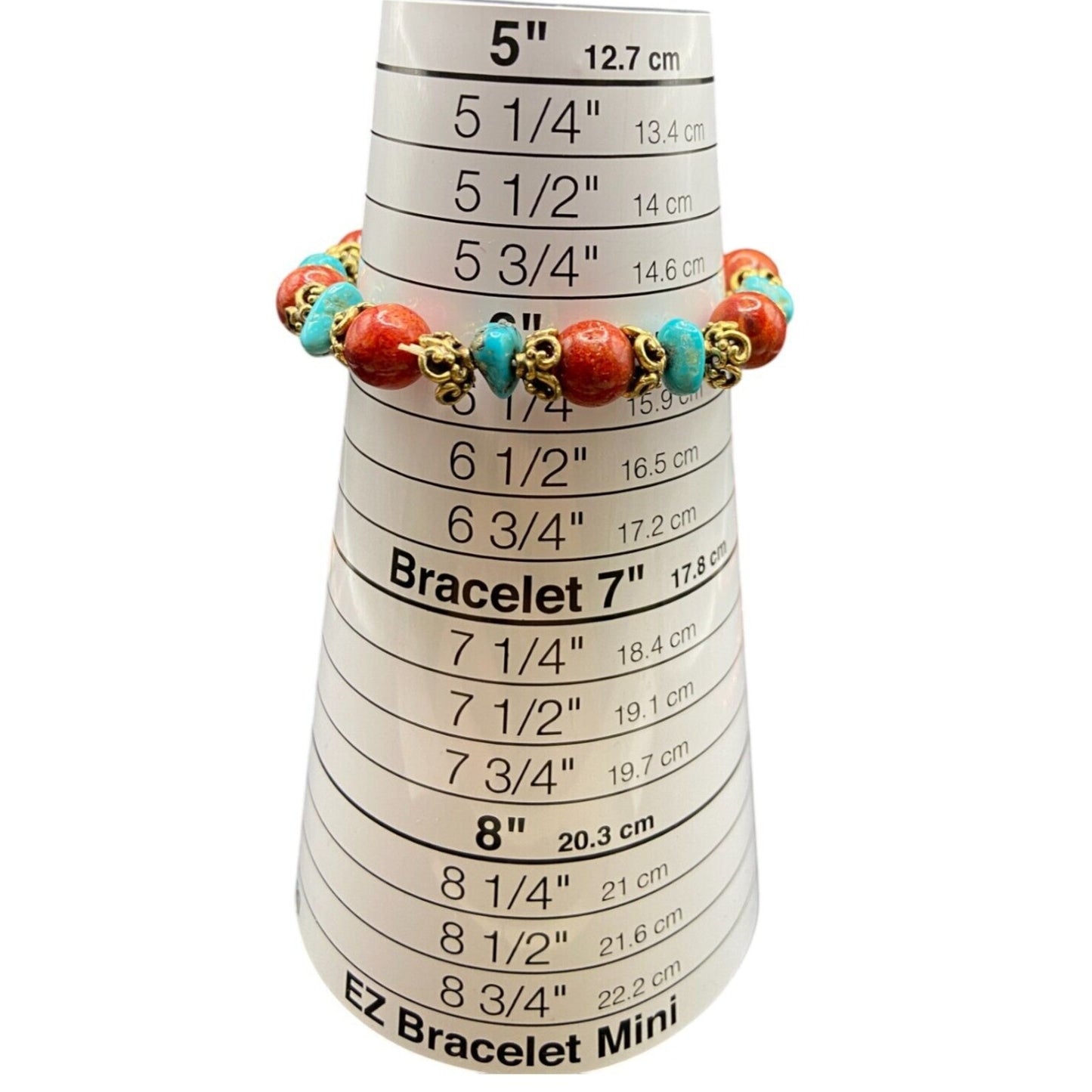 3 Pc Set Sponge Coral Turquoise Beaded Necklace Bracelets Gold Tone Metal