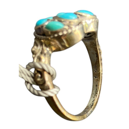 Samuel B Valentines Ring Turquoise Gemstone Heart Size 9.5 Sterling Silver
