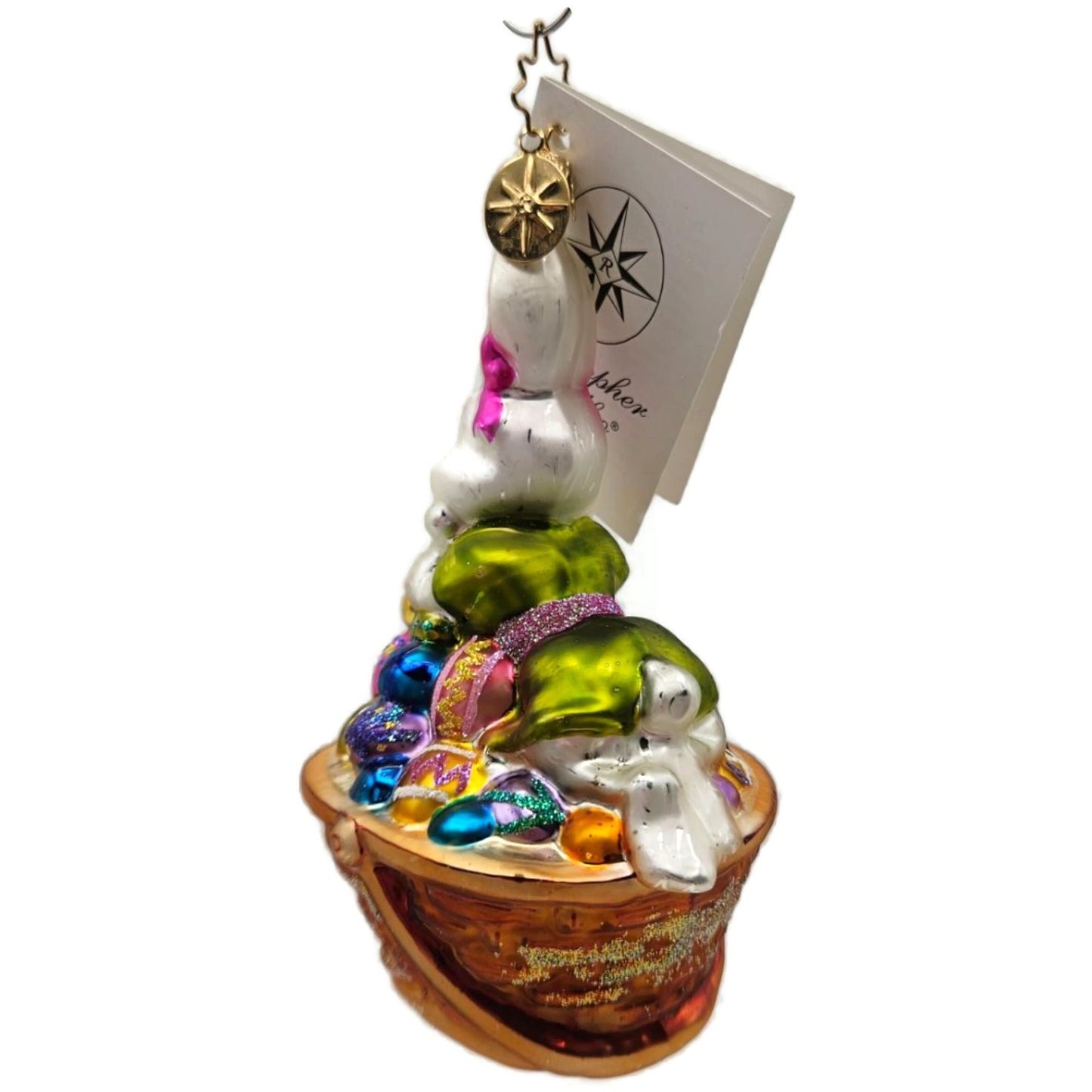 Christopher Radko Bunny Flirt Easter Bunny Egg Basket Ornament 02-0230-0