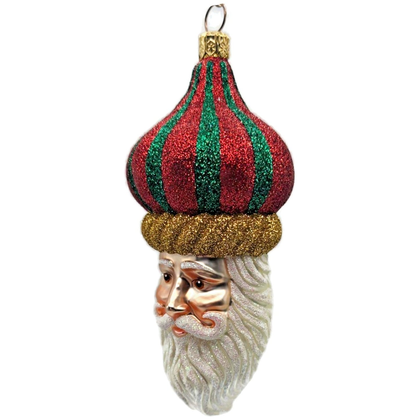 Patricia Breen Carnival Noel Red Green Santa Claus Head Christmas Tree Ornament