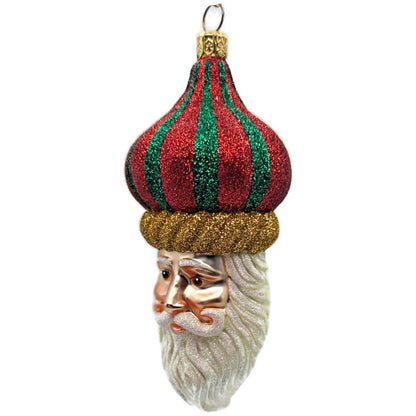 Patricia Breen Carnival Noel Red Green Santa Claus Head Christmas Tree Ornament