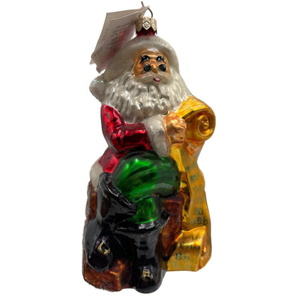 Christopher Radko Making A List Santa Claus Glass Christmas Ornament 97-222-0