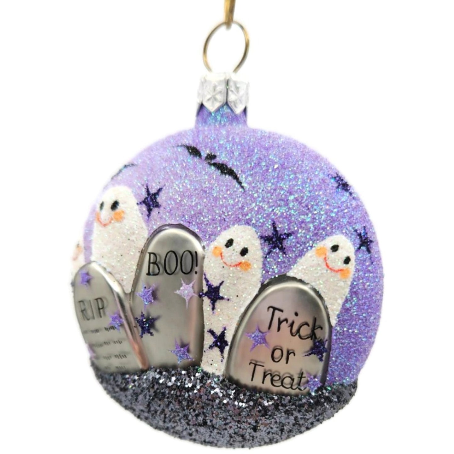 Patricia Breen Mount Auburn Medallion Graveyard Ghost Purple Halloween Ornament