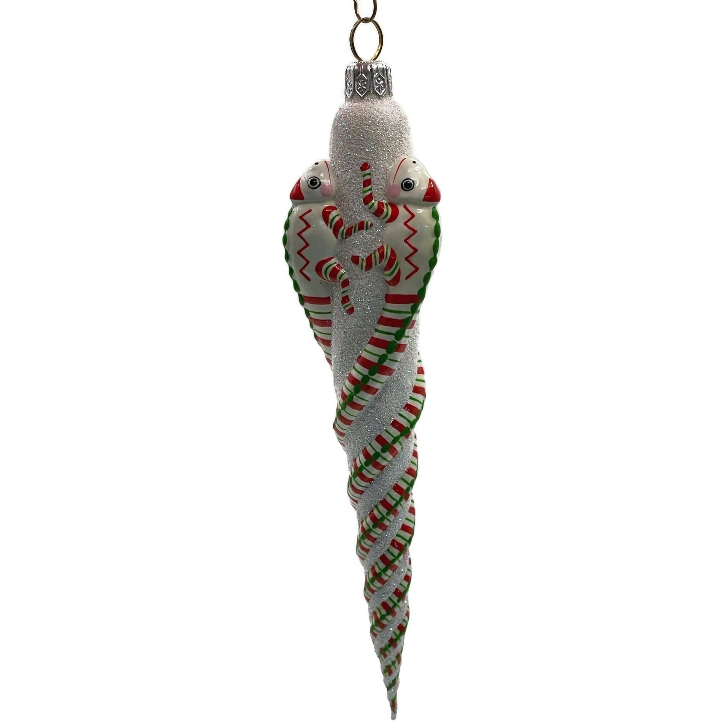 Patricia Breen Ornament Chameleon Icicle Red White Green Stripes Christmas Tree