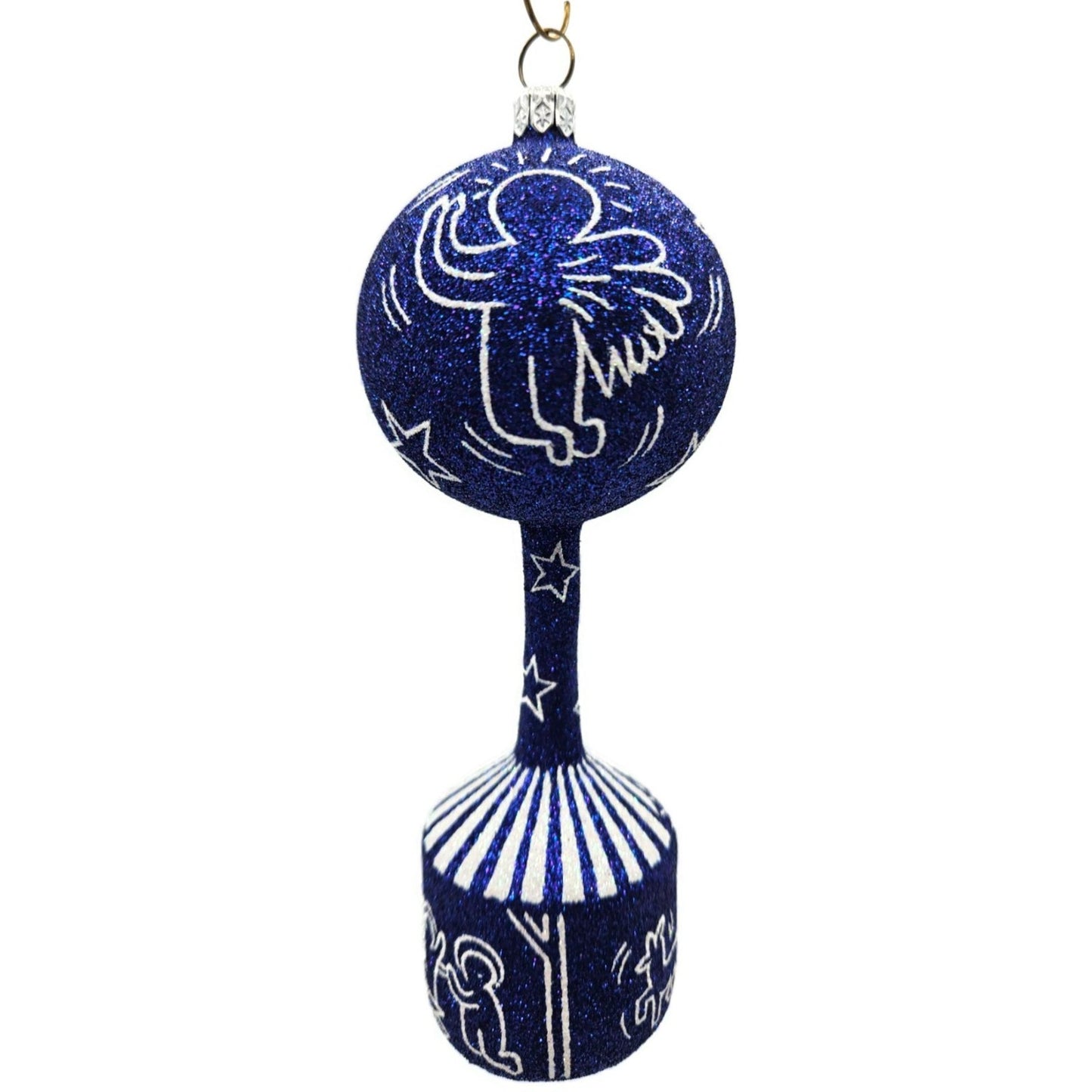 Patricia Breen Keiths Christmas Blue Angel Stars Stripe Nativity Scene Ornament