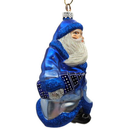Patricia Breen City Santa Dawn Blue Silver Snowflakes Stars Christmas Ornament