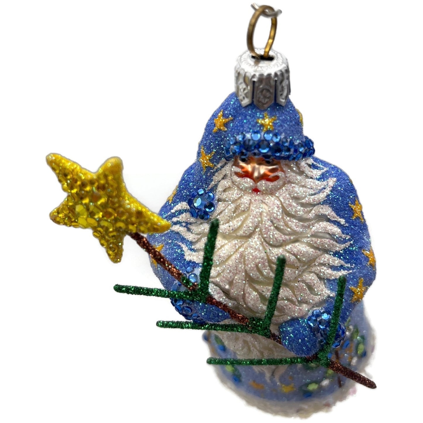 Patricia Breen Santa For Eric Blue Yellow Star Christmas Tree Ornament Milaegers