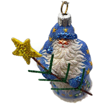 Patricia Breen Santa For Eric Blue Yellow Star Christmas Tree Ornament Milaegers