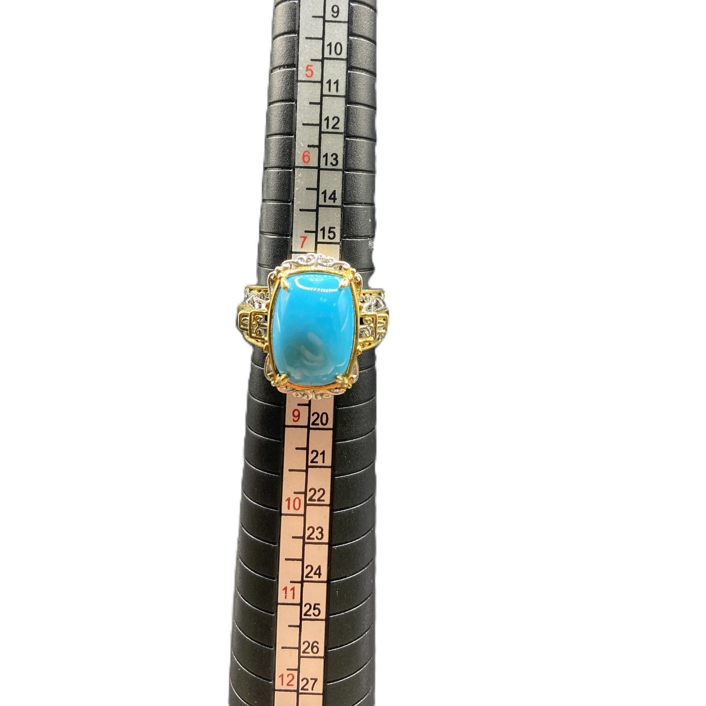 NH 925 Sterling Silver Ring Sleeping Beauty Turquoise Two Tone Gemstone Size 8