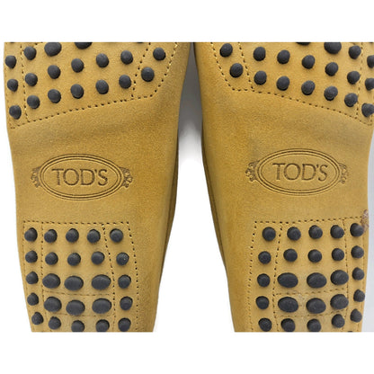 Tods Gommino Suede Driving Moccasins Loafers Gold Shoes Womens Size 39.5