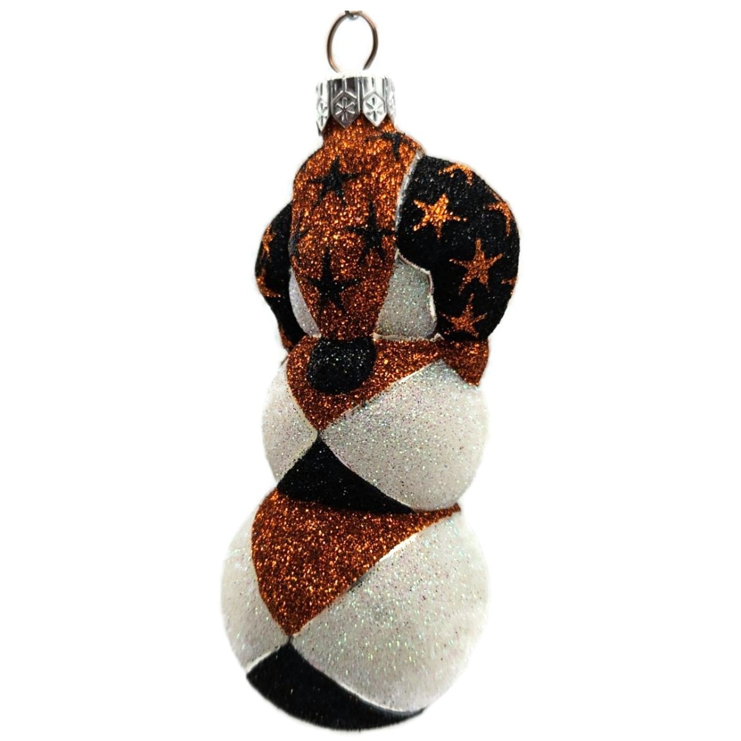 Patricia Breen Harlequin Snowman Orange Black Stars Halloween Ornament 2229