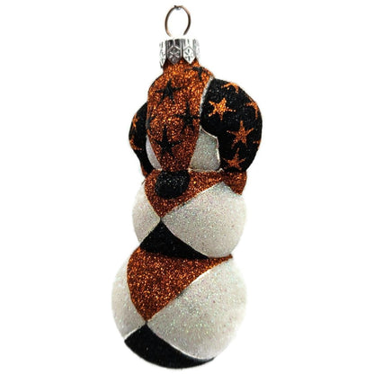 Patricia Breen Harlequin Snowman Orange Black Stars Halloween Ornament 2229