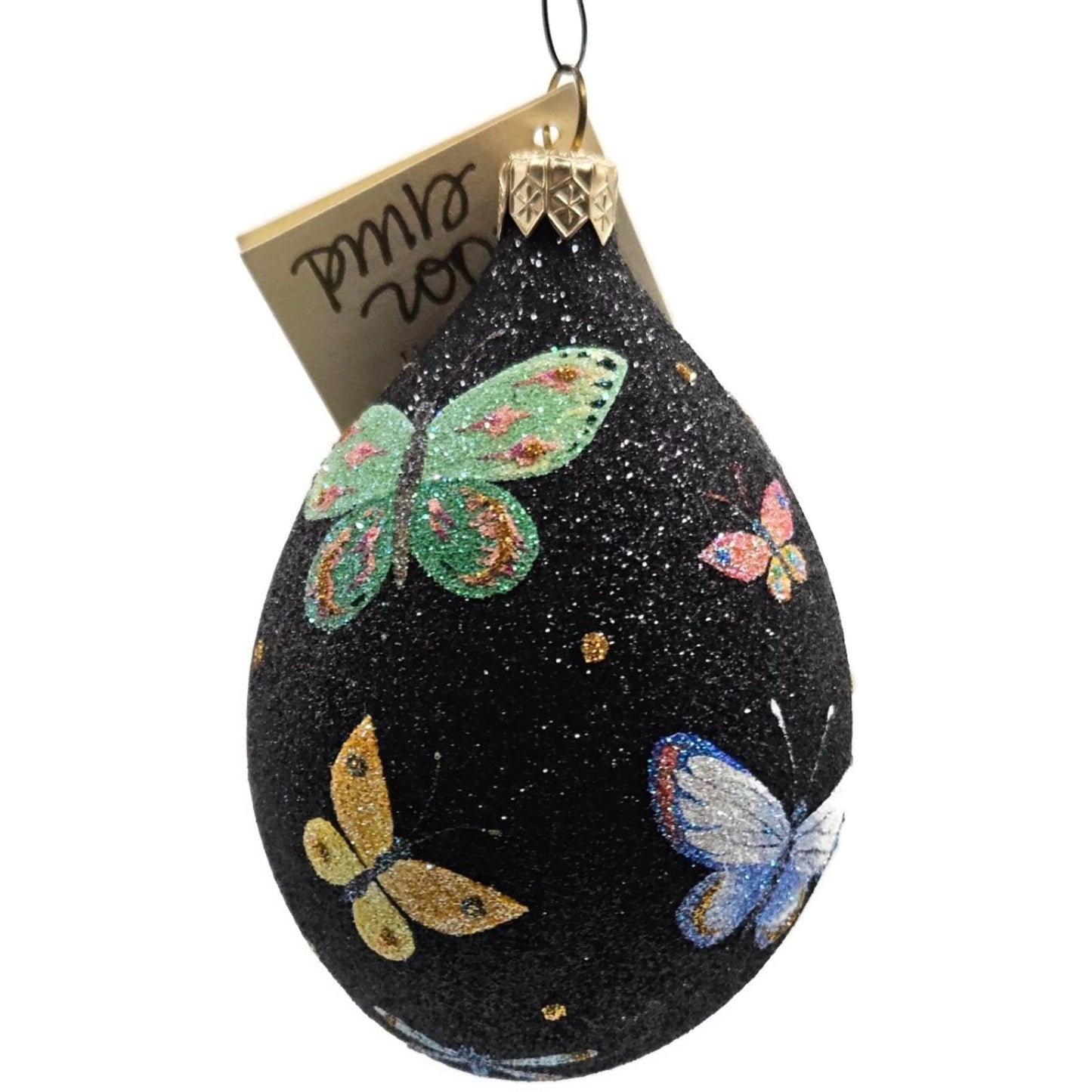 Patricia Breen Butterfly Black Egg Floral Dragonfly Spring Christmas Ornament