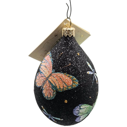 Patricia Breen Butterfly Black Egg Floral Dragonfly Spring Christmas Ornament