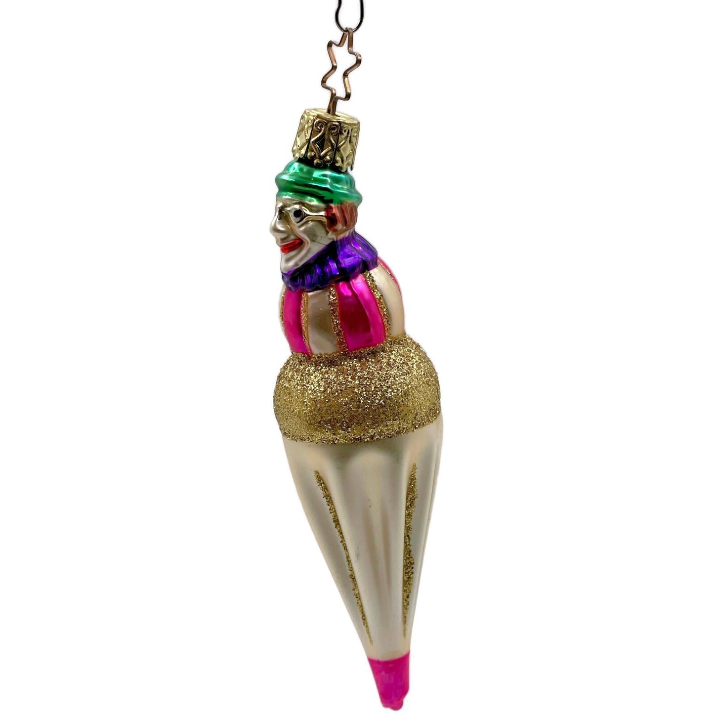 Clown Head On Ice Cream Inge Glass Ornament Old World Christmas Tree OWC German