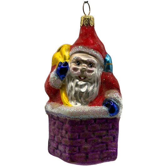 Christopher Radko Chimney Santa Claus Glass Christmas Tree Ornament 91-012-0