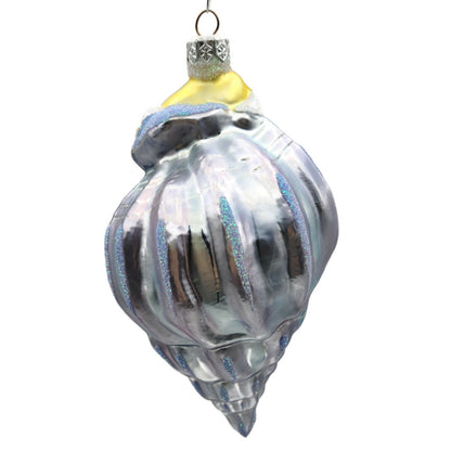 Patricia Breen Coastal Santa Claus Blue Yellow Sea Shell Nautical Tree Ornament