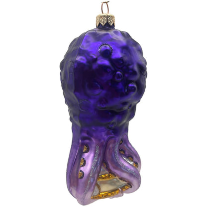 Patricia Breen Help Santa! Purple Octopus Aquatic Summer Christmas Tree Ornament