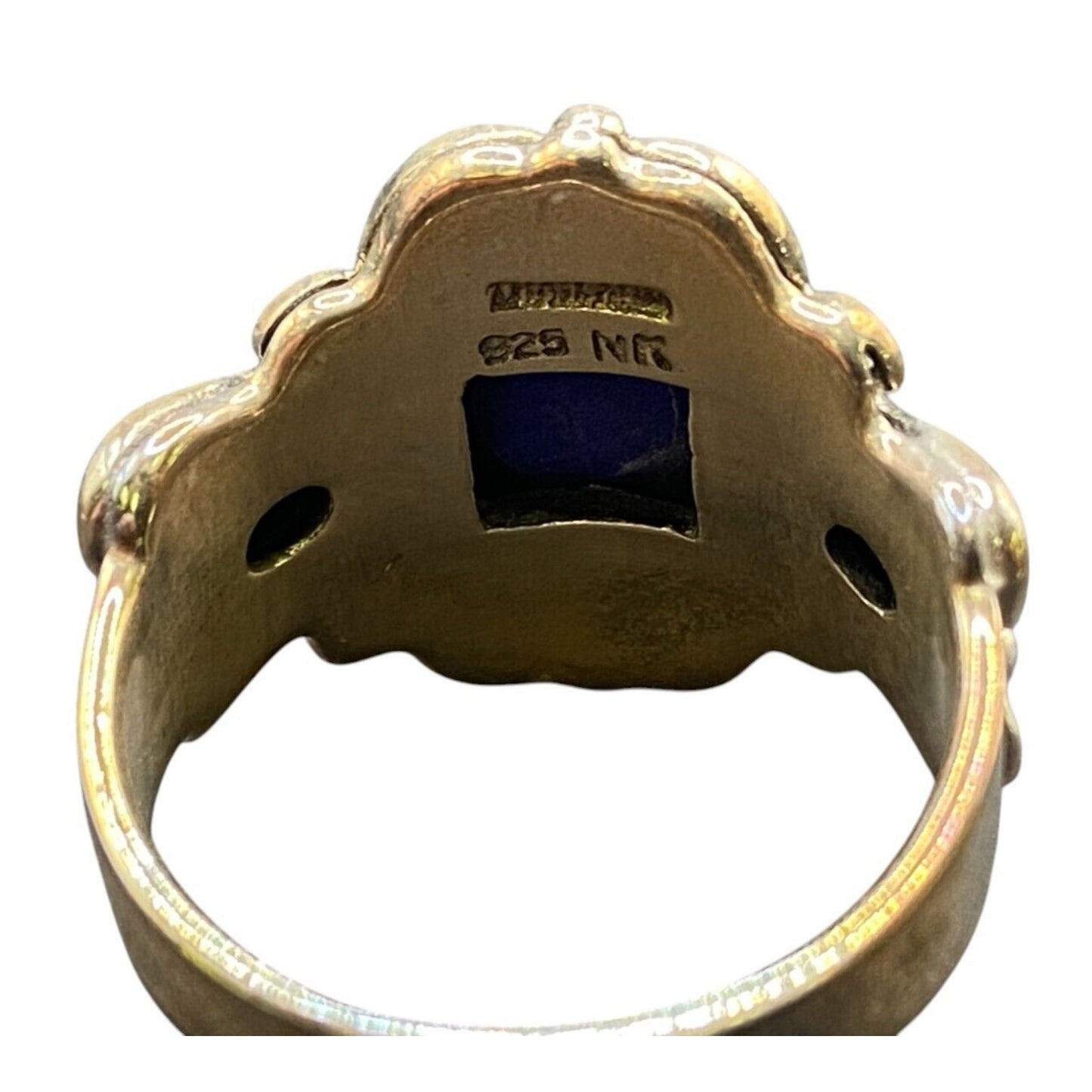 Lapis Lazuli Metamorphic Stone Ring 925 Sterling Silver Filigree NK Deep Blue 9