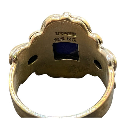 Lapis Lazuli Metamorphic Stone Ring 925 Sterling Silver Filigree NK Deep Blue 9