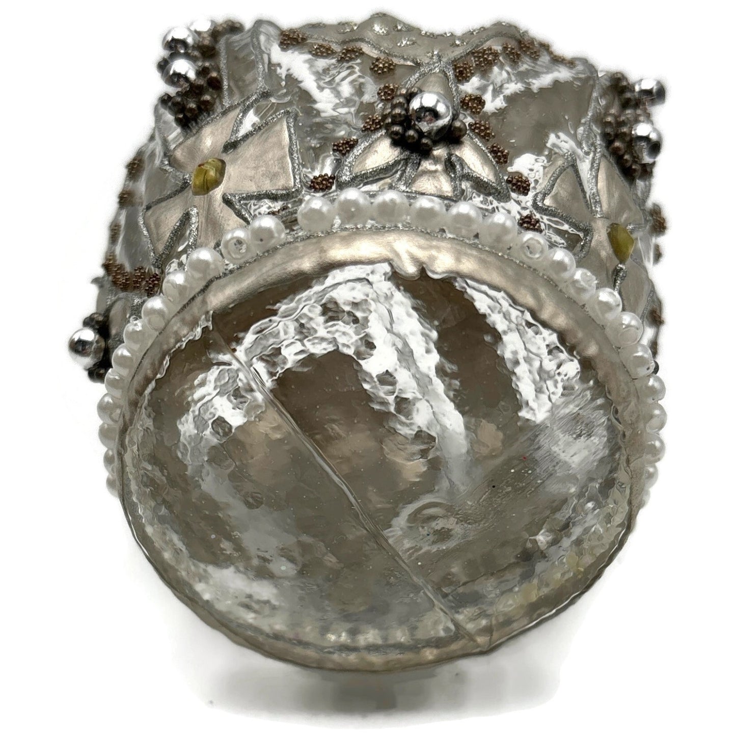 Nordstrom at Home Silver Jeweled Crown Hand Blown Glass Christmas Ornament