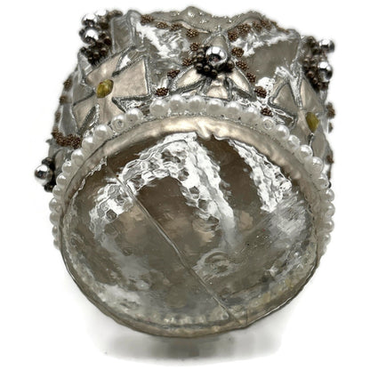 Nordstrom at Home Silver Jeweled Crown Hand Blown Glass Christmas Ornament