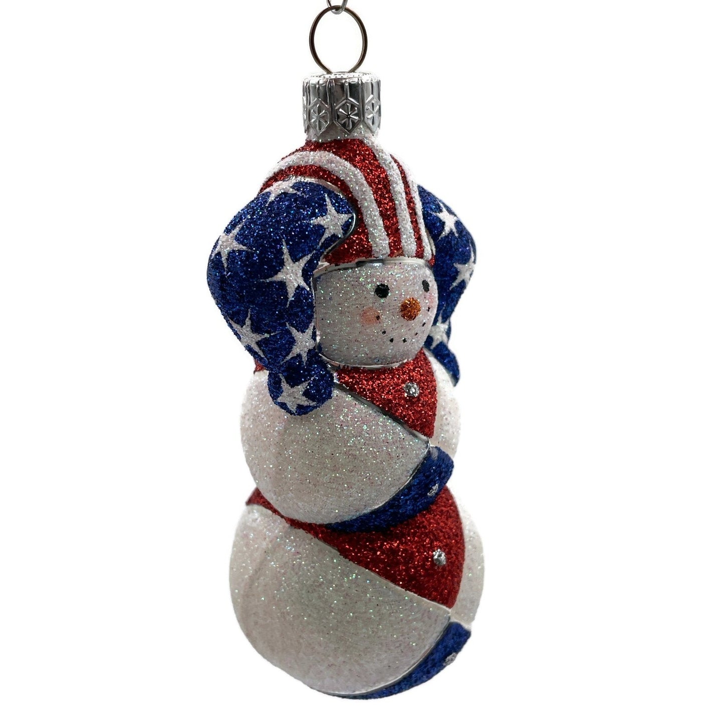 Patricia Breen Harlequin Snowman Patriotic Stars Stripe Christmas Tree Ornament