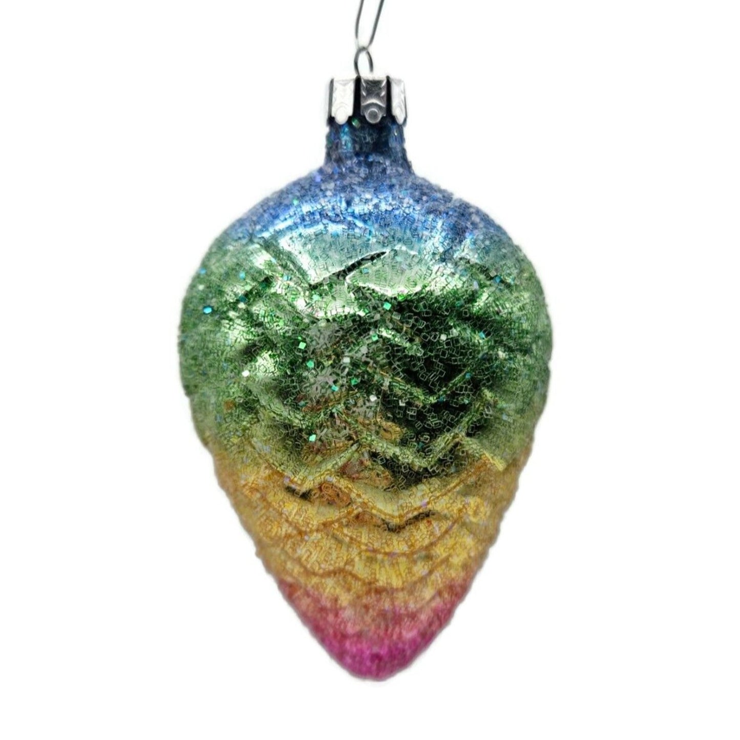 Christopher Radko Rainbow Pine Cone Glass Christmas Tree Ornament 91-105-0
