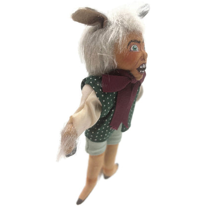 Gladys Boalt Lampwick Candlewick Donkey Boy Fabric Signed Christmas Ornament