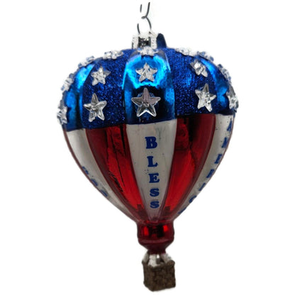 Patriotic Hot Air Balloon God Bless America Christmas Tree Ornament Kurt Adler