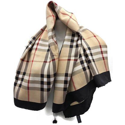 Burberry London Scarf Classic Check Square Camel Beige New 100% Silk 34 X 34