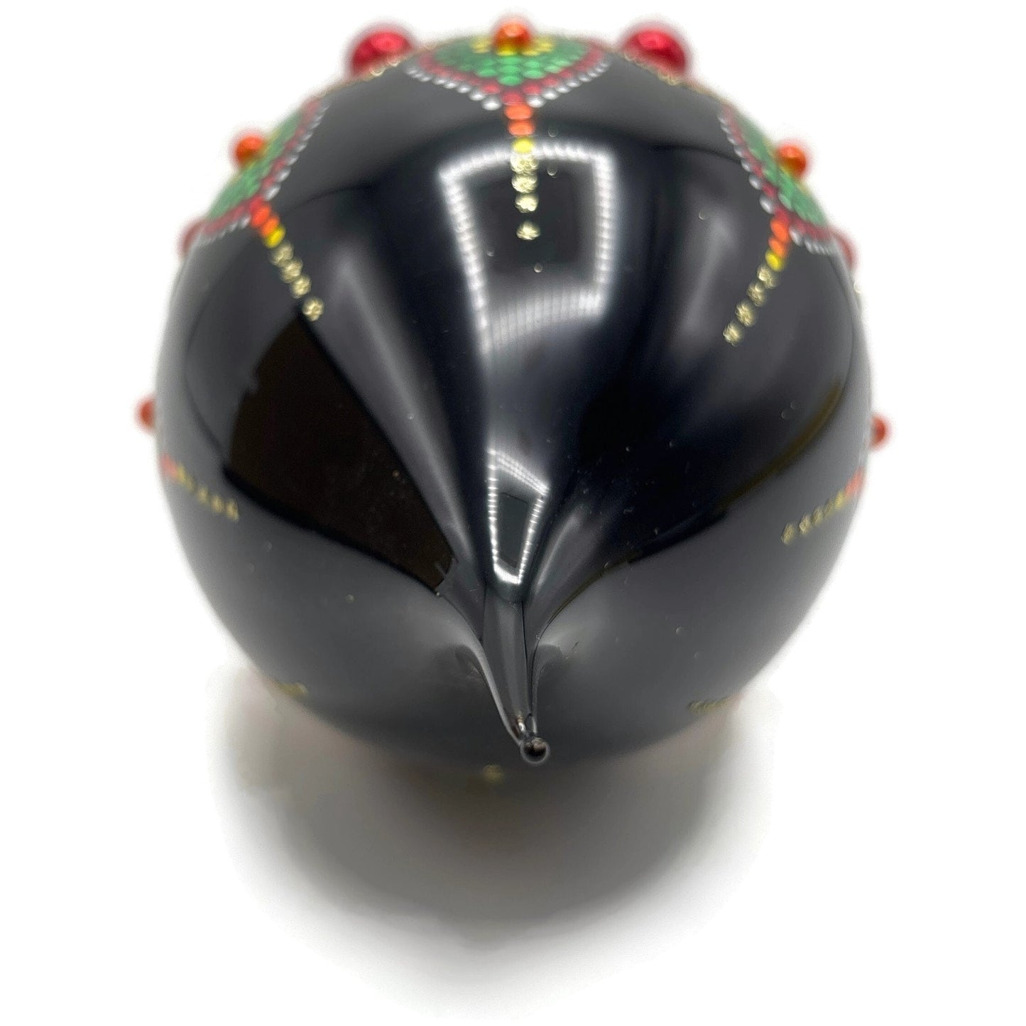 Glitter Lab Black Mandala Drop Polka Dots Red Green Christmas Tree Ornament