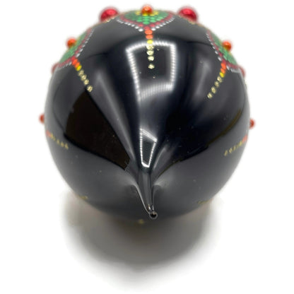 Glitter Lab Black Mandala Drop Polka Dots Red Green Christmas Tree Ornament