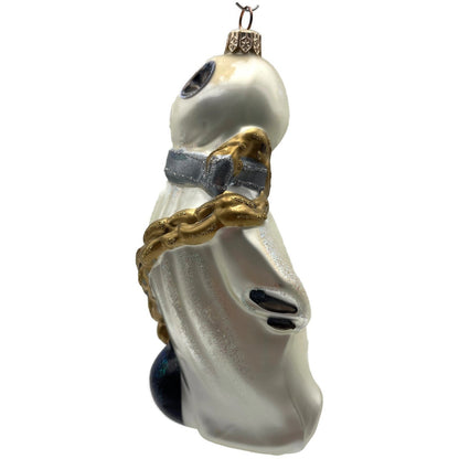 Halloween Ghost Ball Chain White Gold Christmas Ornament Kurt Adler Polonaise