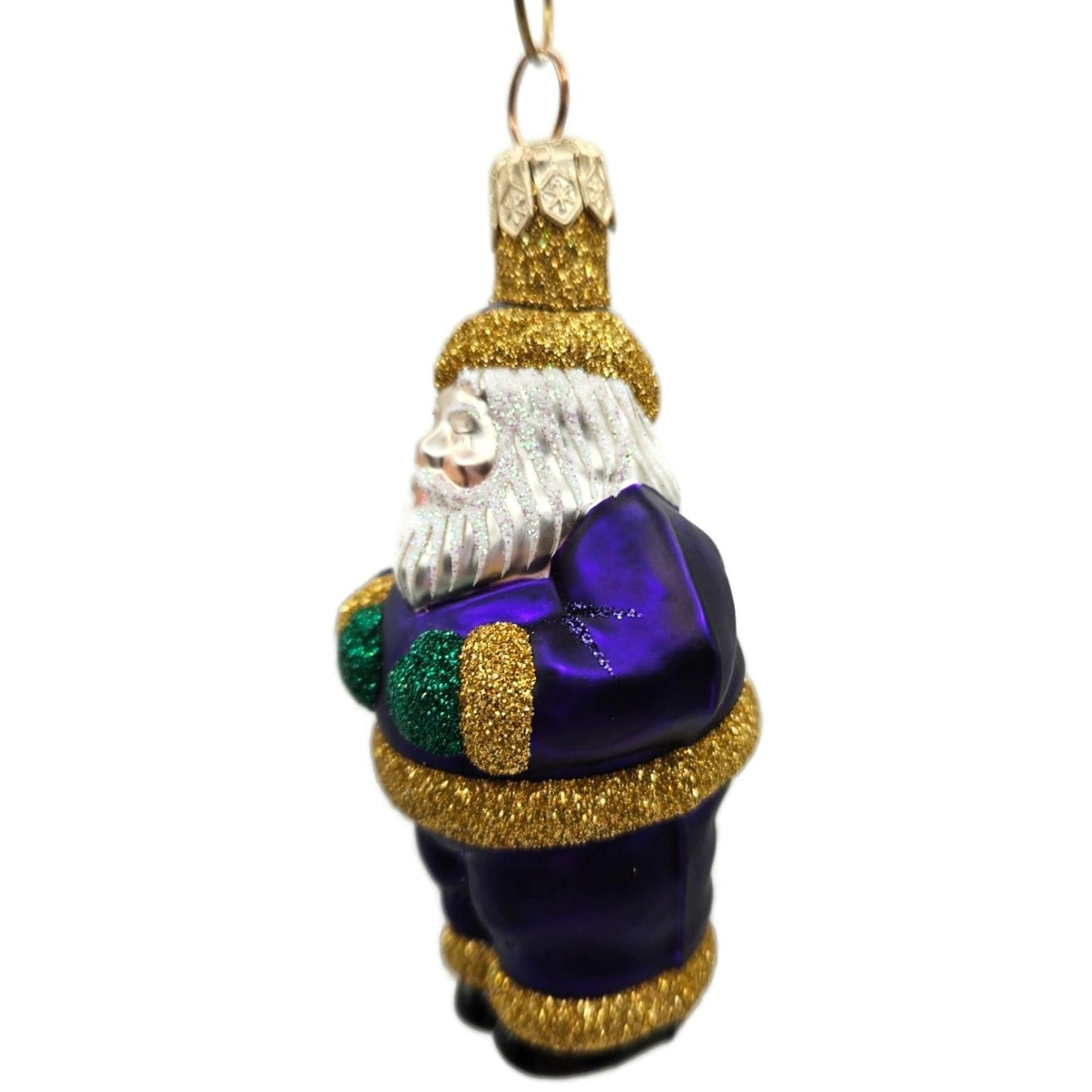 Patricia Breen Miniature HO HO HO Purple Santa Claus Christmas Tree Ornament