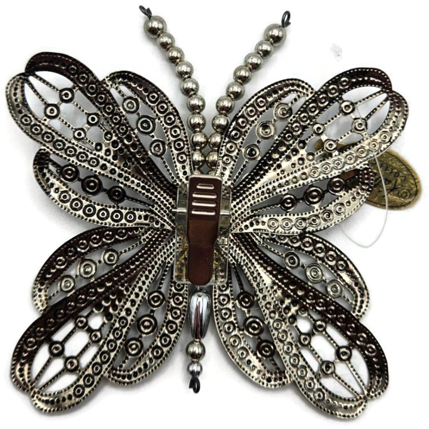 Katherines Collection Filigree Butterfly Clip On Ornament Aqua Blue Rhinestones