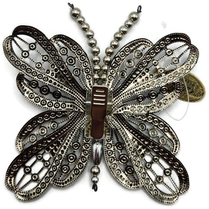 Katherines Collection Filigree Butterfly Clip On Ornament Aqua Blue Rhinestones