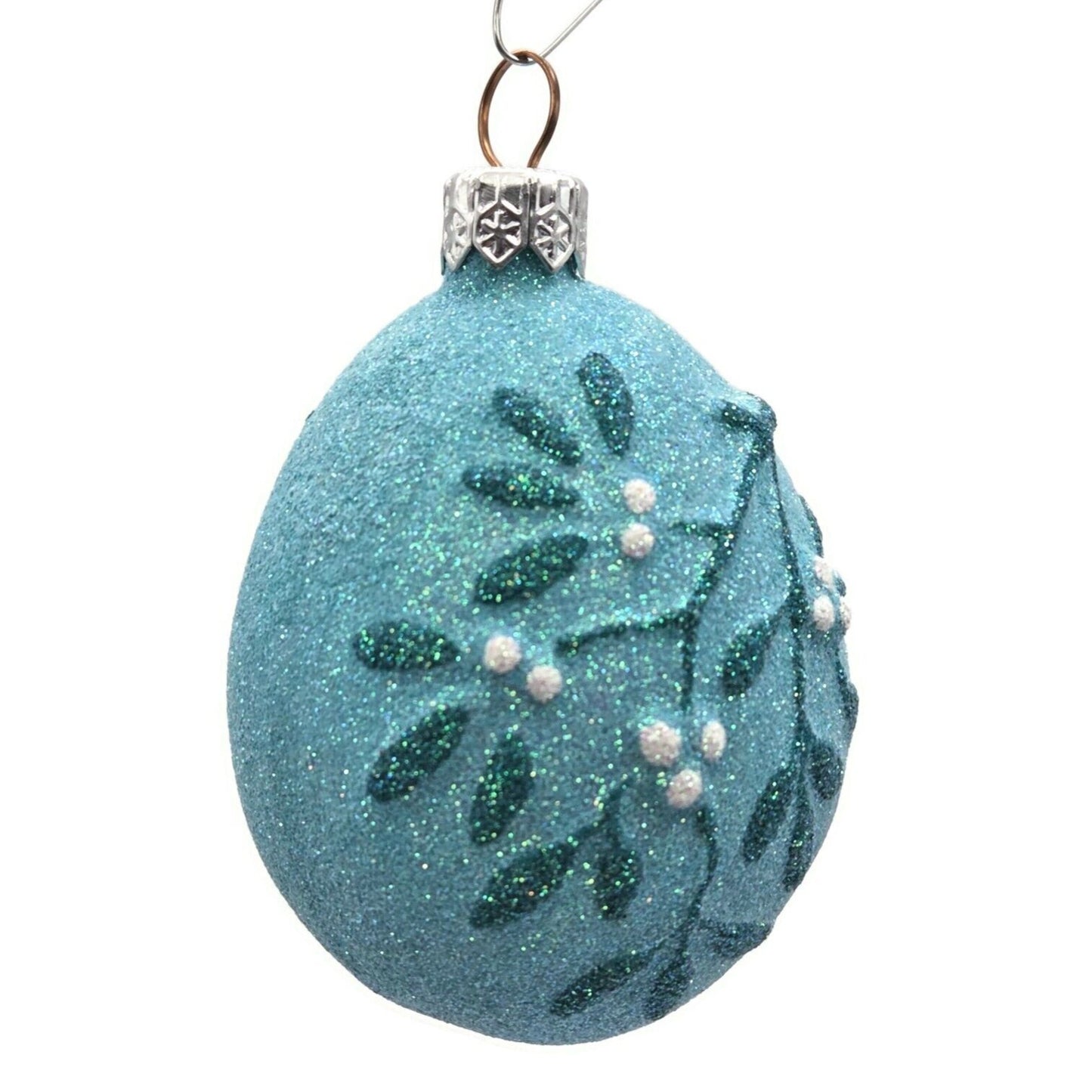 Patricia Breen Mistletoe Egg Turquoise Pink Heart Christmas Holiday Ornament