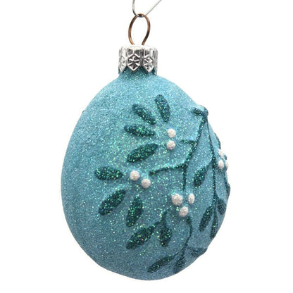 Patricia Breen Mistletoe Egg Turquoise Pink Heart Christmas Holiday Ornament