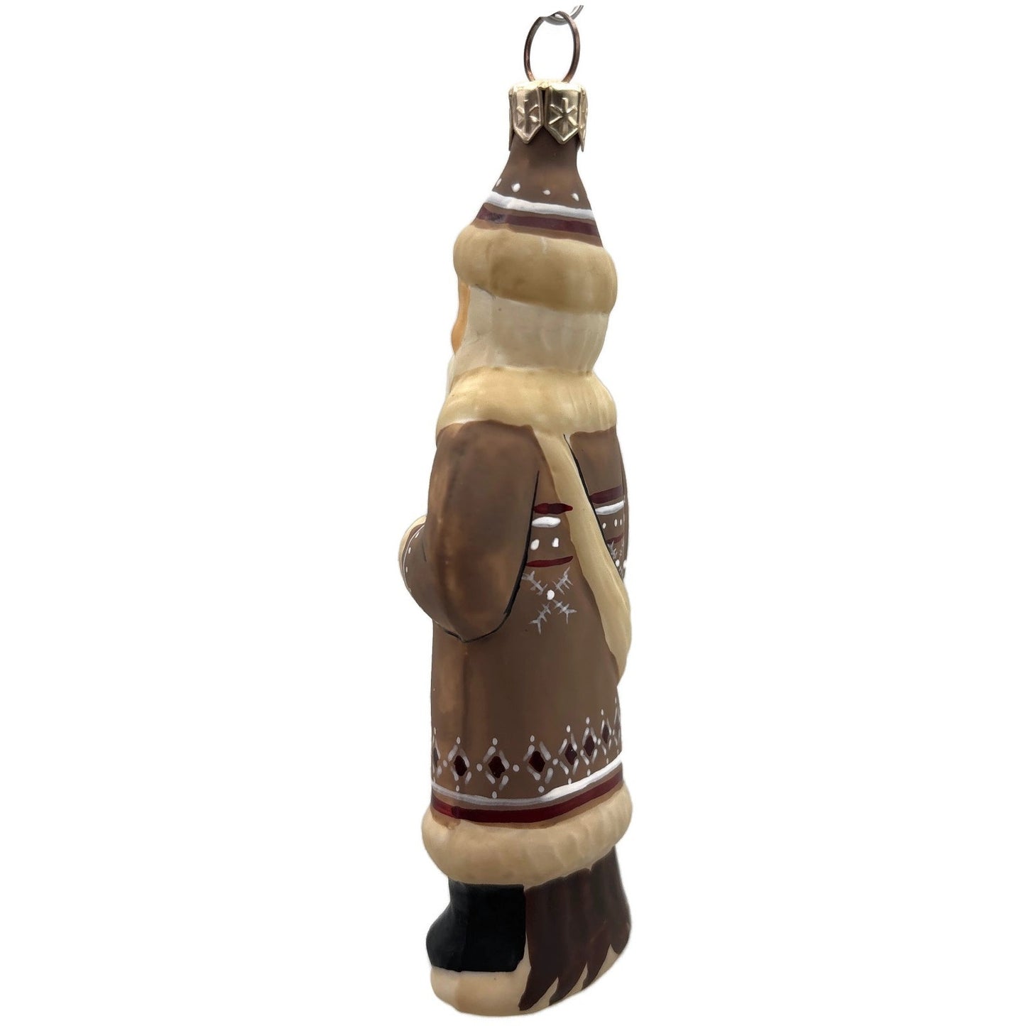 Vaillancourt Folk Art Brown Father Santa Claus Christmas Tree Ornament