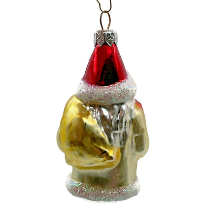 Christopher Radko Santa Claus In Yellow Gift Bag Christmas Tree Ornament 92-065