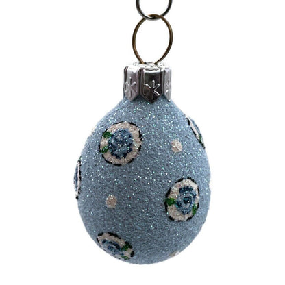 Patricia Breen Miniature Egg Tiny Roses Medallion Blue Easter Ornament 2531