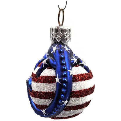 Patricia Breen Miniature Chameleon Striped Patriotic Blue Christmas Ornament