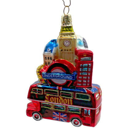 Ornament London England Thames Double Decker Bus Travel Christmas Tree Decor